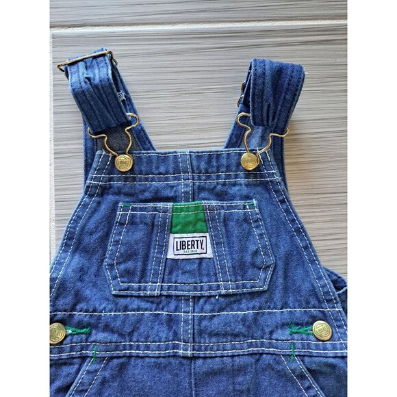 Liberty Denim Overalls Toddlers 12M Adjustable Straps Snap Closure Cotton Blue - Picture 2 of 5